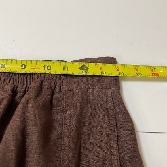 Poetry NWT Brown Straight Wide Leg 100% Linen Pull On Pants 6 - Picture 6 of 10